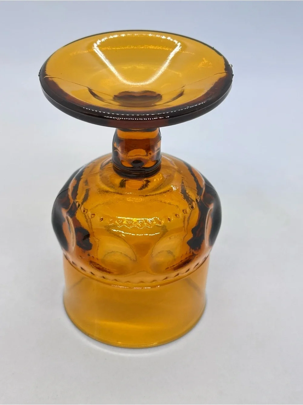 Indiana Glass Amber Kings Crown Thumbprint 4.25